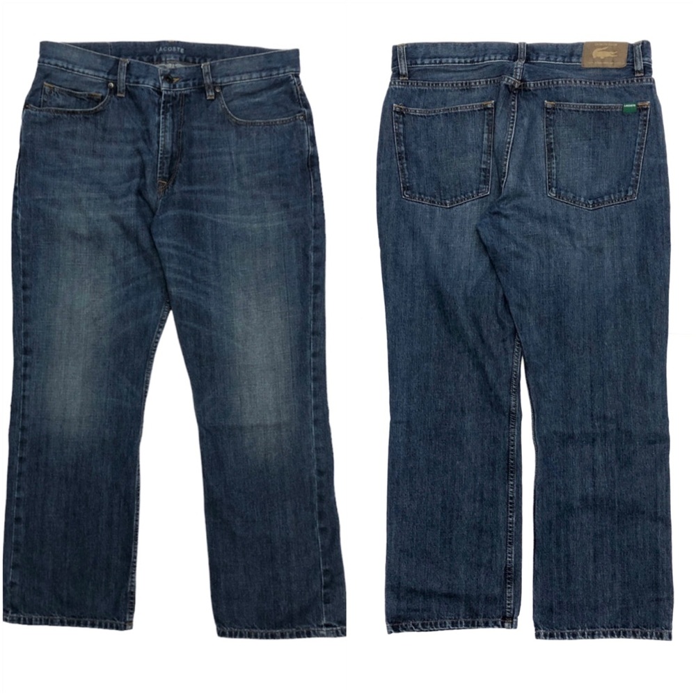 Lacoste Mens Dark Wash Relaxed Fit Blue Jeans 34 Waist